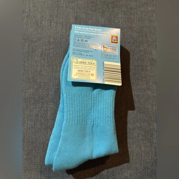 ALDI Gear Men’s 2023 Blue 2-Pair Pack Crew Fan Socks Size 6-12 🩵🌈 - Picture 2 of 2